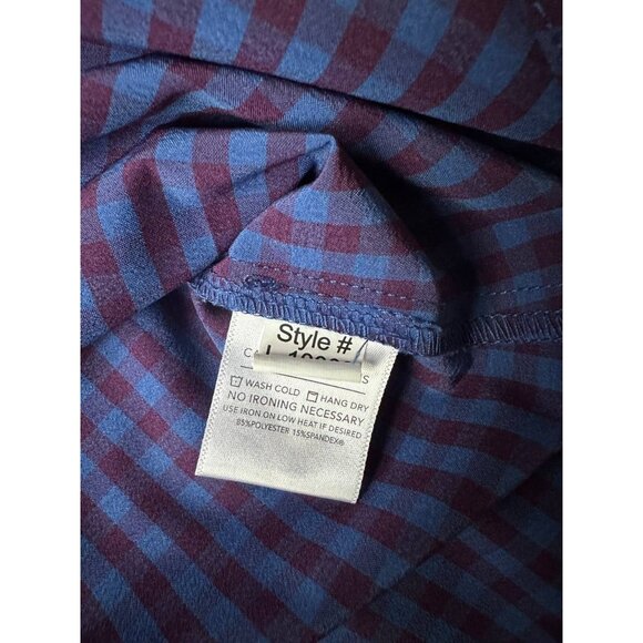 Mizzen+Main Mens Shirt Sz Large Blue Trim Fit Gingham Non Iron Leeward Dress - Picture 3 of 6